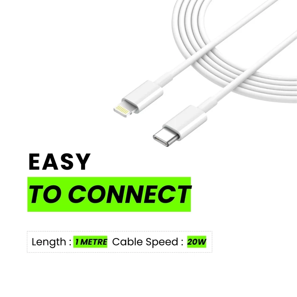 Chargi 20W Fast Charging Type-C to Lightning Cable | CarPlay Supported – 1M, White - Image 10