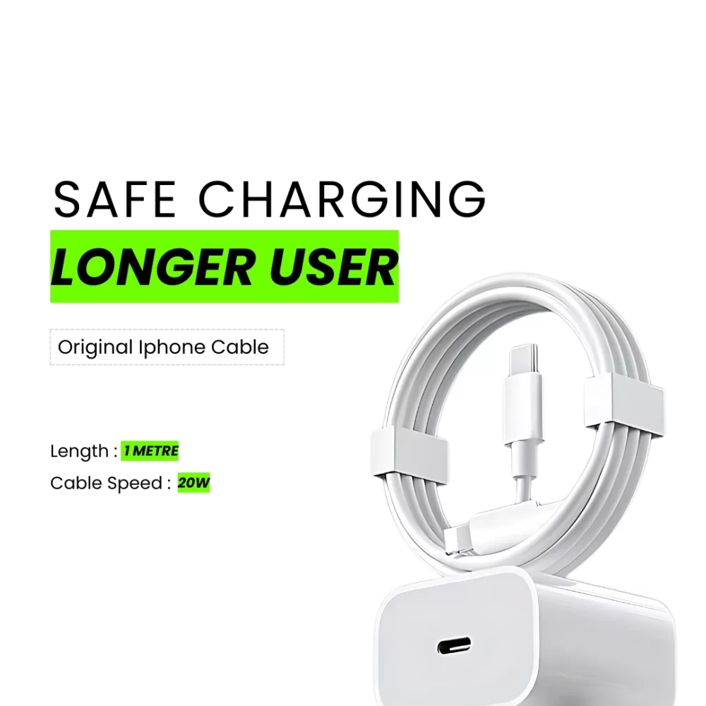 Chargi 20W Fast Charging Type-C to Lightning Cable | CarPlay Supported – 1M, White - Image 6